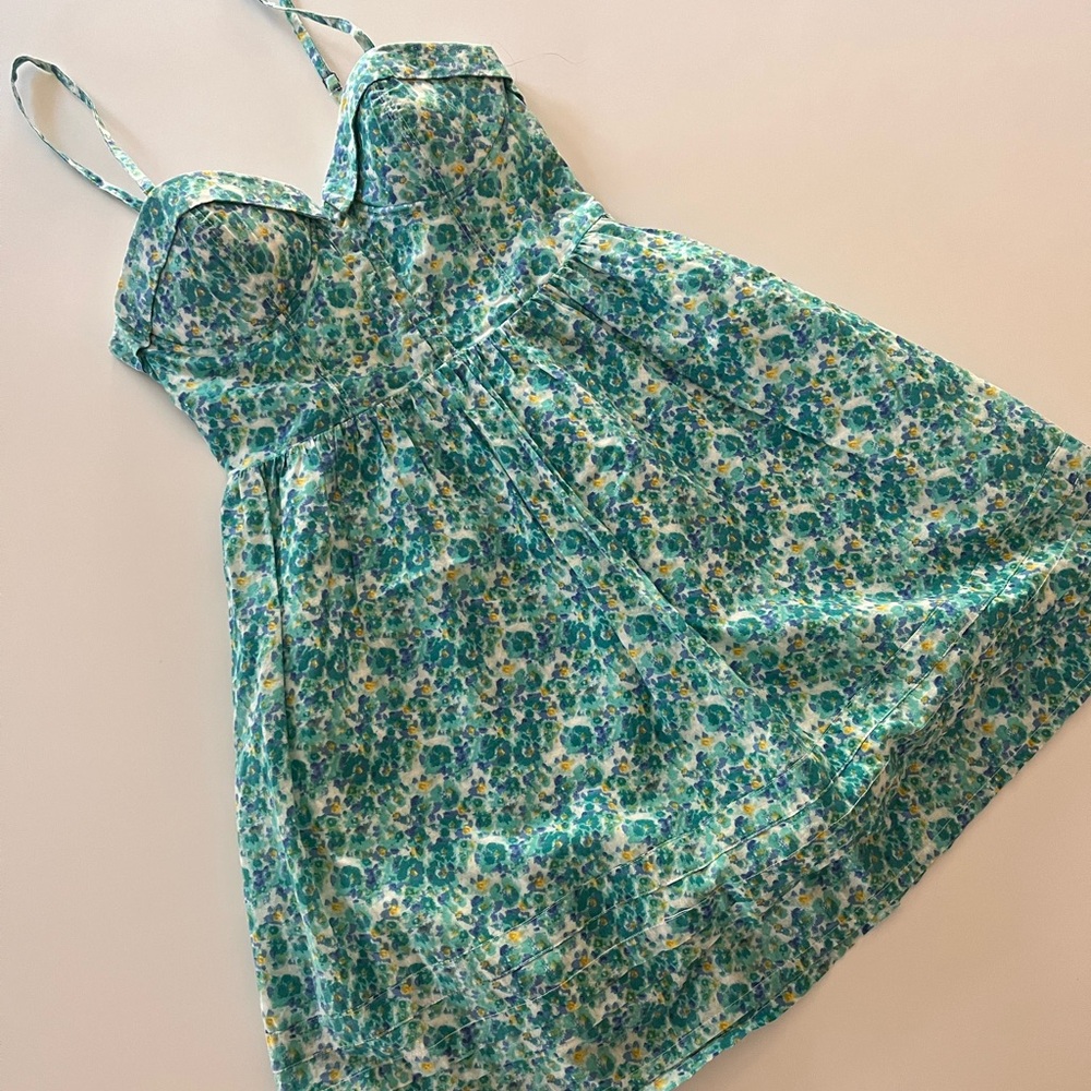 Vintage Jessica Simpson Floral Bustier Mini Dress. 100% Cotton. Size XS. EUC.